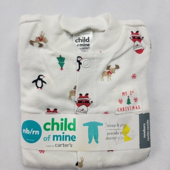 NWT set of 2 newborn sleep and play footed bodysuits holiday nautical - Picture 2 of 6